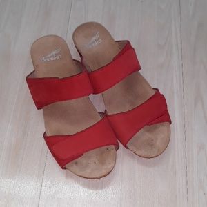 Dansko  leather slip on sandals  sz 7